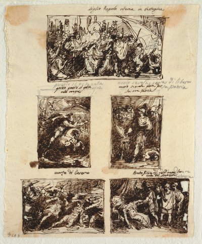 Conception pour diverses décorations incluant Coriolanus aux murs de Rome - Felice Giani