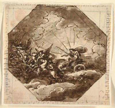 Dessin, Apollon dans son char avec Aurore, Sala Ottogonale, Palazzo Milzetti, Faenza, 1804-05 - Felice Giani