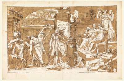 Dessin, Hadès ; Perséphone dans le monde souterrain (offrande à Proserpine), vers 1820 - Felice Giani