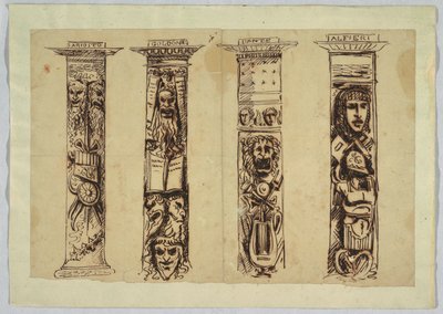 Quatre colonnes aux écrivains de la Renaissance italienne - Felice Giani