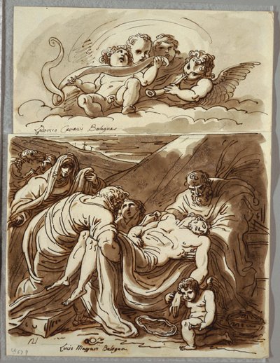 Quatre putti faisant de la musique, étude d