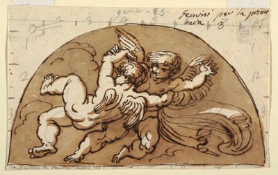Gémeaux, Lunette pour plafond, Sala Ottagonale, Palazzo Milzetti, Faenza - Felice Giani