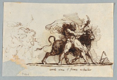 Hercule rend la corne du taureau Achéloüs - Felice Giani