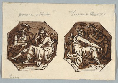 Mars et Junon ; Mercure et Diane en composition diagonale - Felice Giani