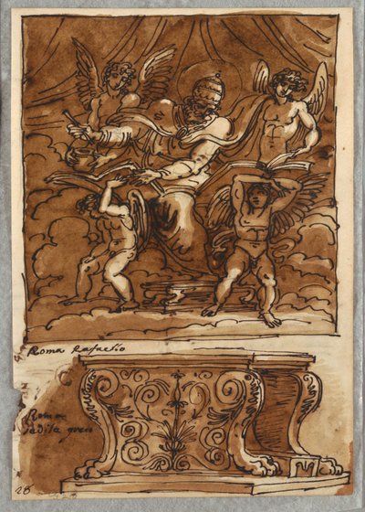 Pape Grégoire VII et quatre anges, étude d