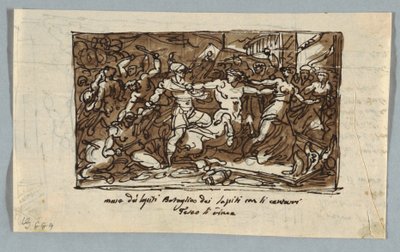 Page de carnet de croquis : Bataille des Centaures et des Lapithes - Felice Giani