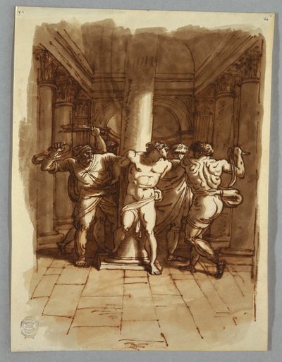 Page de carnet de croquis : Flagellation du Christ - Felice Giani