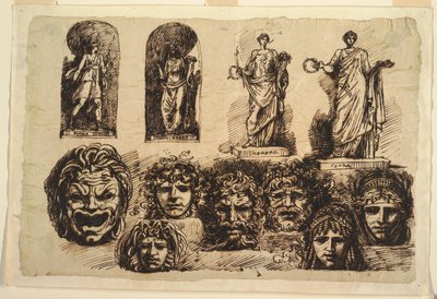 Études pour quatre statues et sept masques - Felice Giani