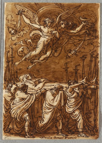 Les apôtres portant le corps de la Vierge au tombeau, étude d