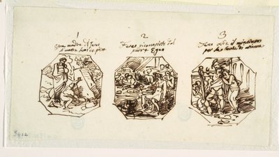 Trois esquisses de sujets de Thésée, pour la Sala di Teseo, Palazzo Gaddi, Forli - Felice Giani