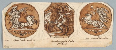 Deux peintures circulaires et octogonales pour plafond : Actes d