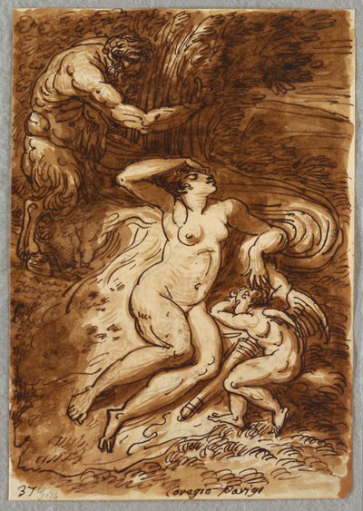 Vénus et Cupidon et Satyre, étude d
