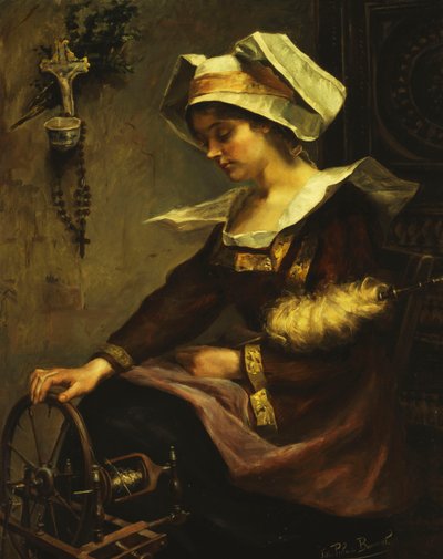 Jeune Bretonne au rouet - Felicie Palade Bonnal