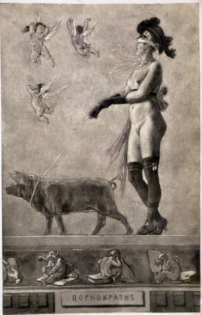 Pornokrates (Femme nue, yeux bandés, entourée d