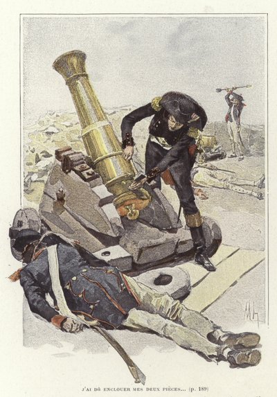 Un soldat inspecte un canon à côté du corps d