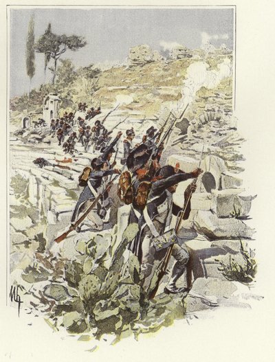 Soldats parmi les ruines de Nicopolis - Felicien baron de Myrbach Rheinfeld