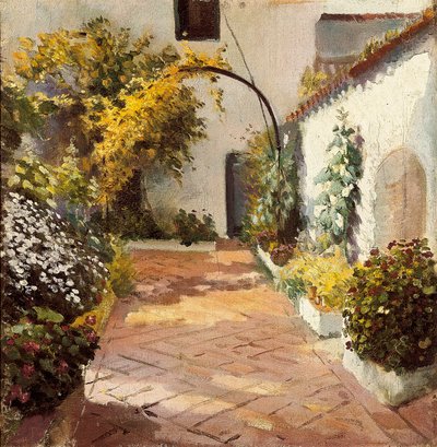 Patio de monjas (Cour du couvent). Peinture réalisée à Marmolejo dans la province de Jaen en Espagne. Huile sur toile de Felipe Abarzuza (1871-1948), première moitié du 20ème siècle. Musée provincial de Cadix (Cadix) - Felipe Abarzuza y Rodriguez de Arias