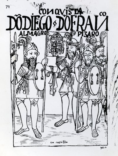 Les conquistadors Diego de Amagro et Francisco Pizarro réconciliés à Castille - Felipe Huaman Poma de Ayala
