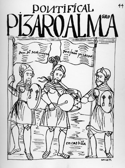 Diego de Almagro et Francisco Pizarro en Castille - Felipe Huaman Poma de Ayala