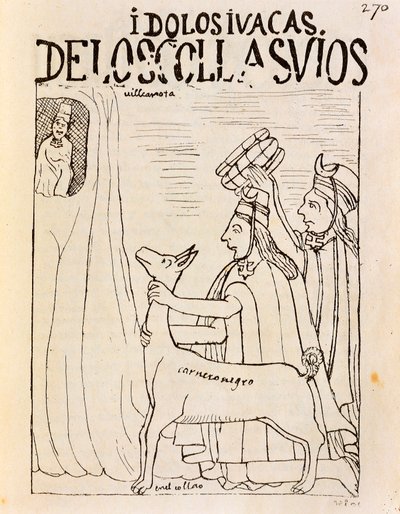 Offrande inca de lama aux idoles (gravure) - Felipe Huaman Poma de Ayala