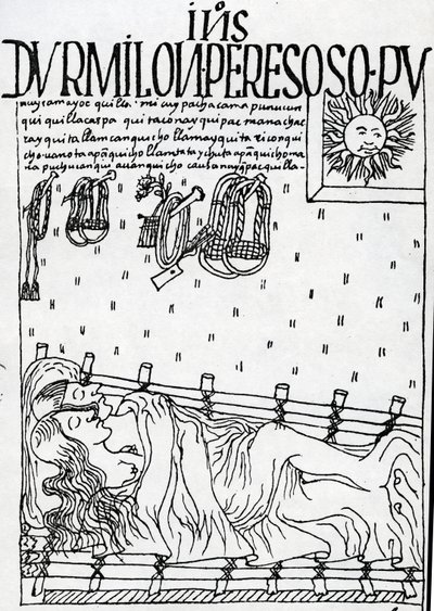 Les Incas natifs dorment le matin, négligeant leurs devoirs - Felipe Huaman Poma de Ayala