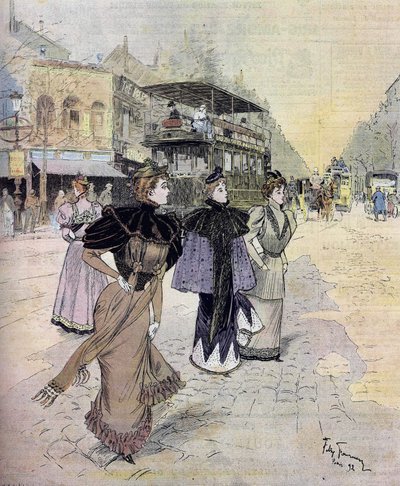 Grands boulevards à Paris en avril. d