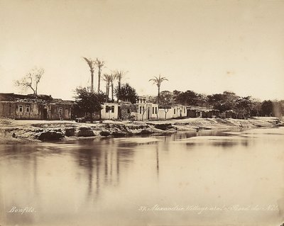 Alexandrie, Égypte : un village arabe sur les rives du Nil - Félix Bonfils