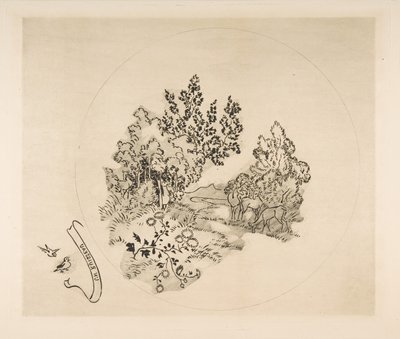 Décoration pour une assiette : Un ruisseau, 1870 - Felix Bracquemond