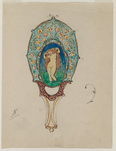 Design pour un miroir à main, vers 1900-1902 - Felix Bracquemond
