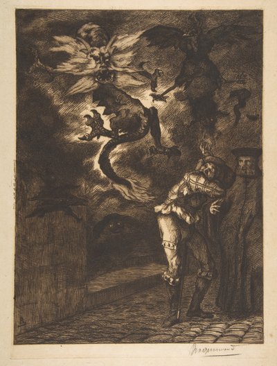 Hors de mon soleil, canailles ! Panurge sortant de chez Raminagrobis, 1854-1855 - Felix Bracquemond