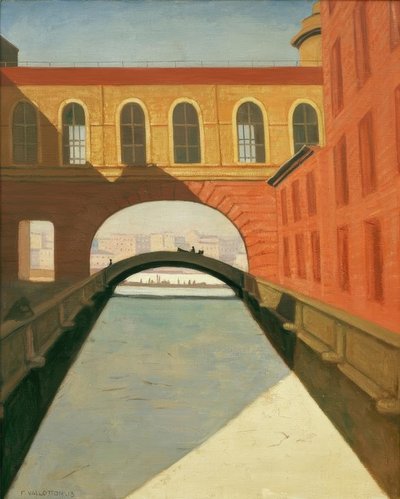 Canal gelé et pont près de l’Ermitage à Saint-Pétersbourg - Felix Edouard Vallotton