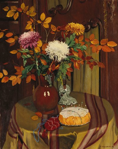 Chrysanthèmes et feuillage d