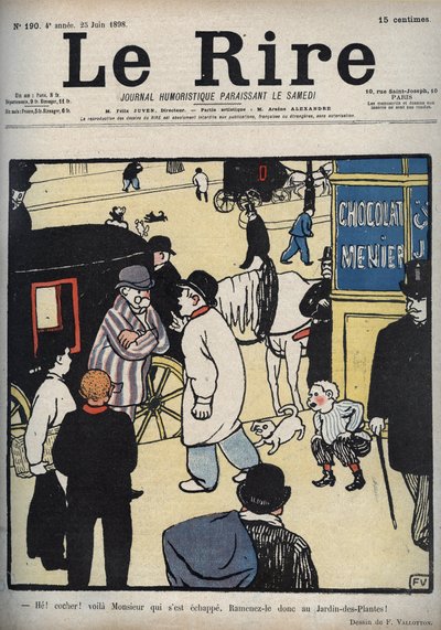 Hé ! Cocher ! Couverture du journal « Le Rire », du 23 juin 1898 - Felix Edouard Vallotton