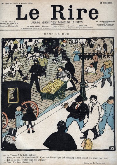Dans la rue - Couverture du journal « Le Rire », du 6 janvier 1898 dessin de Felix Vallotton - Felix Edouard Vallotton
