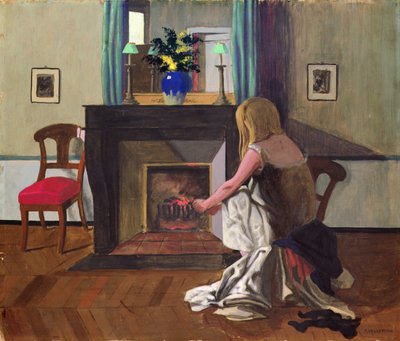 Intérieur avec femme en chemise - Felix Edouard Vallotton