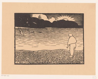 Homme au coucher du soleil au bord de la mer - Felix Edouard Vallotton