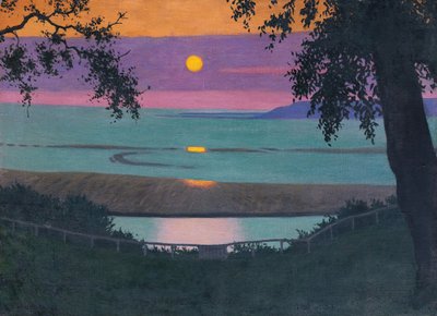 Coucher de soleil à Grace, ciel orange et violet - Felix Edouard Vallotton