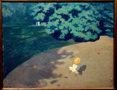 Le bal ou coin de parc avec enfant jouant à la balle - Felix Edouard Vallotton