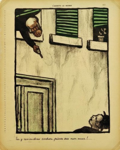 Tu y reviendras, cochon, pisser sur mon mur - Felix Edouard Vallotton
