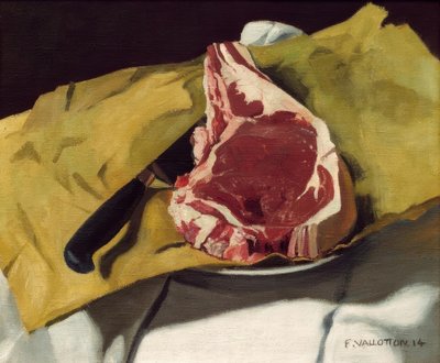 Une entrecôte sur un papier jaune - Felix Edouard Vallotton