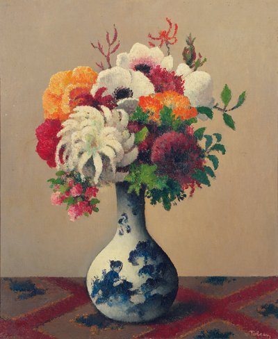 Nature morte avec fleurs dans un vase en porcelaine - Felix Elie Tobeen