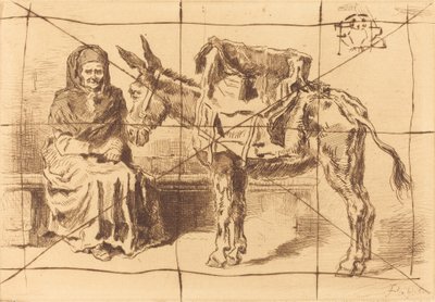 Cacoletière Assise Femme et Âne, 1875 - Felix Hilaire Buhot