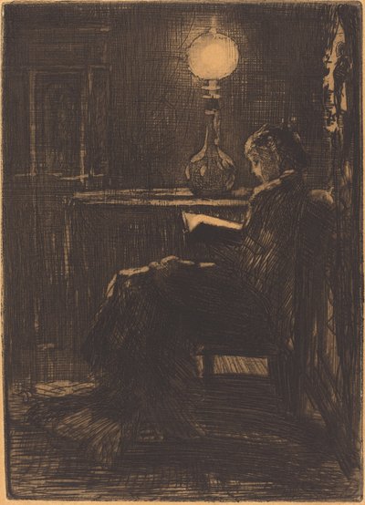 Liseuse à la Lampe - Felix Hilaire Buhot