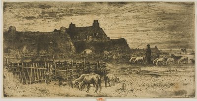 Bergerie au Coucher du Soleil - Felix Hilaire Buhot