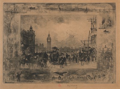 Pont de Westminster, ou tour de Westminster - Felix Hilaire Buhot