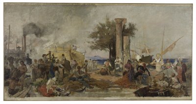 Esquisse pour le dôme de la Bourse de Commerce de Paris : Activité commerciale en Europe, vers 1889 - Felix Hippolyte Lucas