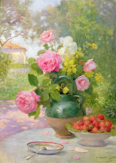 Nature morte de roses et fraises - Felix Hippolyte Lucas