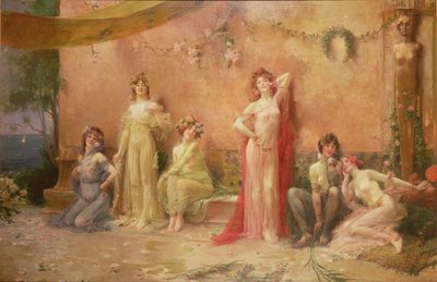 Les Tentatrices Devant un Mur Couvert de Graffiti - Felix Hippolyte Lucas