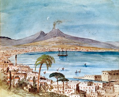 Aquarelle du mont Vésuve par Felix Mendelssohn d