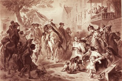 George Washington entrant à New York en 1783, gravé par Alexander Hay Ritchie (1822-1895) - Felix Octavius Carr Darley